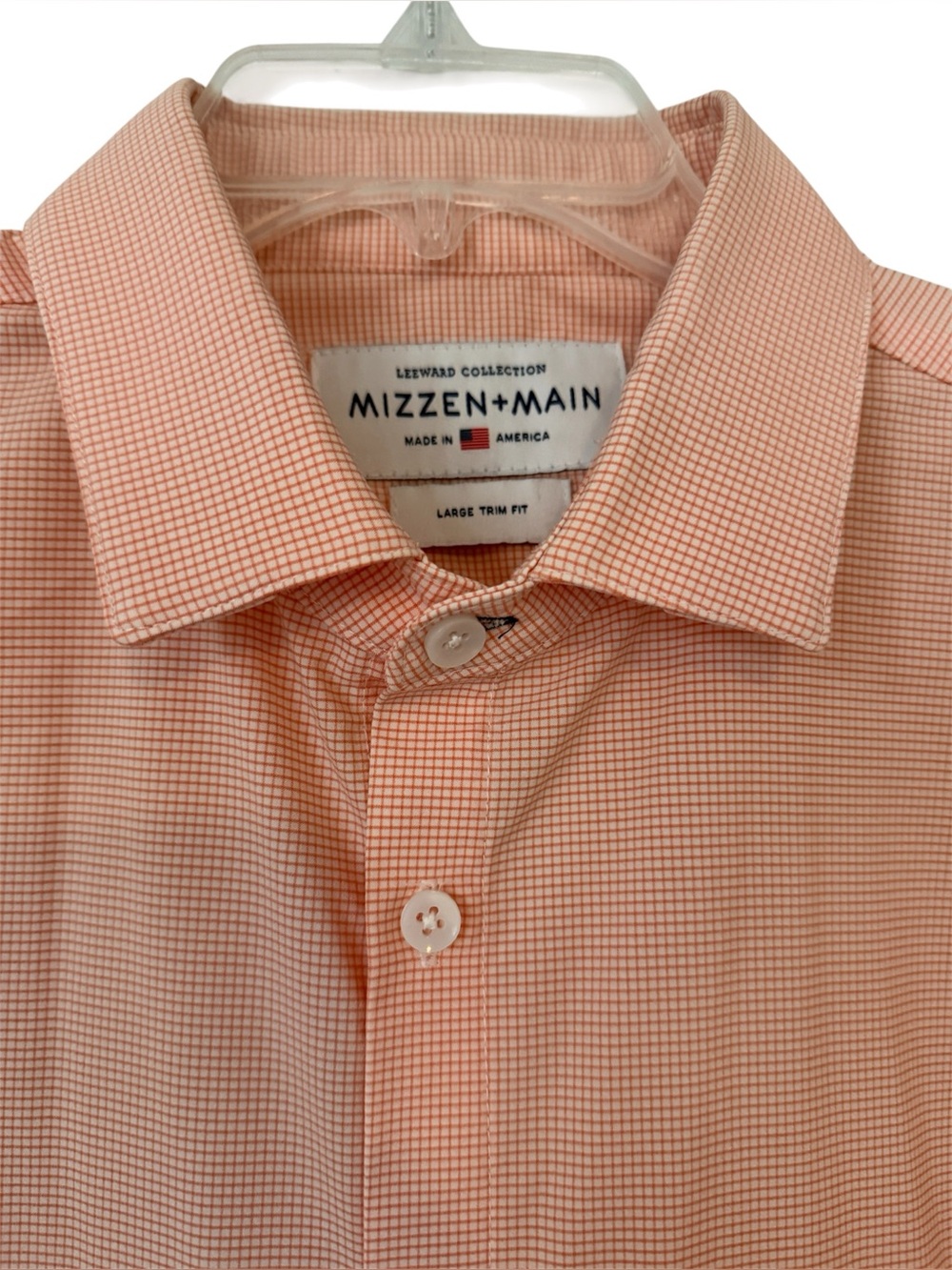Mizzen and Main Leeward Mens Large Gingham Trim Fit Long Sleeve Dress Shirt